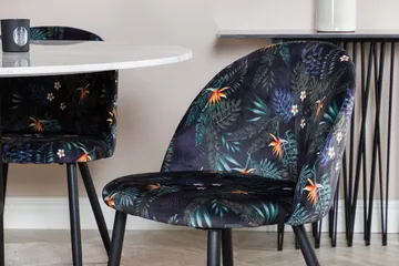 Admira Spisegruppe 106 cm Rundt Marmor inkl. 4 Sedavi Stoler - Hvit/Svart/Blå - Møbler - Bord - Spisegruppe