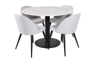 Admira Spisegruppe 106 cm Rundt Marmor inkl. 4 Sedavi Stoler - Hvit/Svart/Grå - Møbler - Bord - Spisegruppe