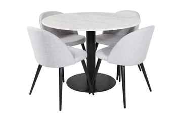 Admira Spisegruppe 106 cm Rundt Marmor inkl. 4 Sedavi Stoler - Hvit/Svart/Grå - Møbler - Bord - Spisegruppe