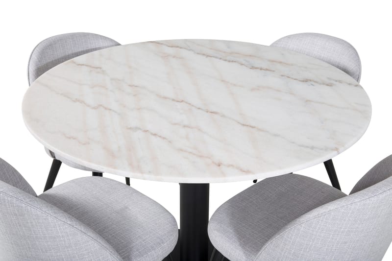 Admira Spisegruppe 106 cm Rundt Marmor inkl. 4 Sedavi Stoler - Hvit/Svart/Grå - Møbler - Bord - Spisegruppe
