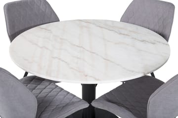 Admira Spisegruppe 106 cm Rundt Marmor inkl. 4 Sumoas Stoler - Hvit/Svart/Grå - Møbler - Bord - Spisegruppe