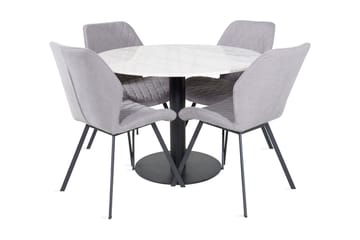 Admira Spisegruppe 106 cm Rundt Marmor inkl. 4 Sumoas Stoler - Hvit/Svart/Grå - Møbler - Bord - Spisegruppe