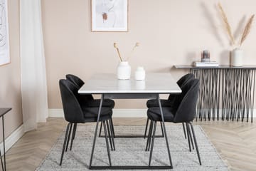 Admira Spisegruppe 140 cm inkl. 4 Foyos Stoler - Marmor/Hvit/Svart - Møbler - Bord - Spisegruppe