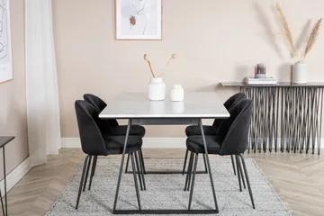 Admira Spisegruppe 140 cm inkl. 4 Foyos Stoler - Marmor/Hvit/Svart - Møbler - Bord - Spisegruppe