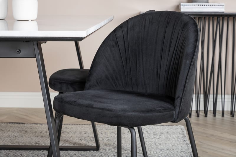 Admira Spisegruppe 140 cm inkl. 4 Foyos Stoler - Marmor/Hvit/Svart - Møbler - Bord - Spisegruppe