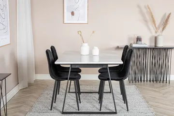 Admira Spisegruppe 140 cm inkl. 4 Ypas Stoler - Marmor/Hvit/Svart - Møbler - Bord - Spisegruppe