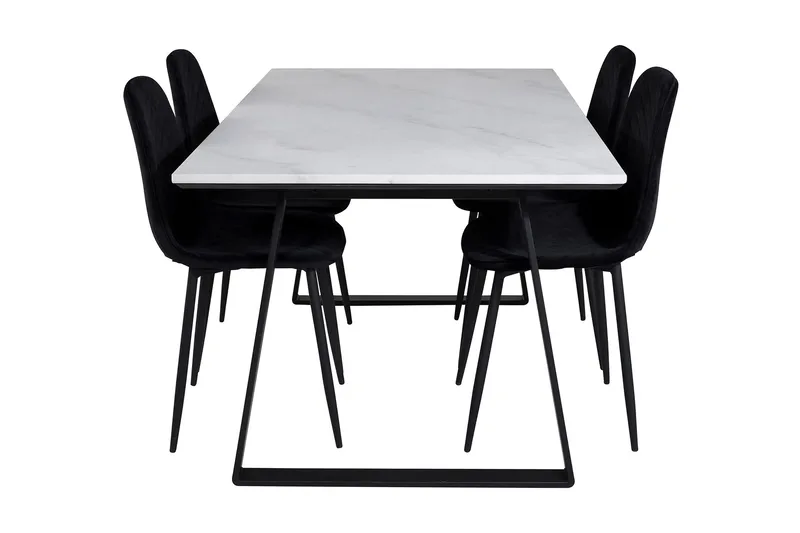 Admira Spisegruppe 140 cm inkl. 4 Ypas Stoler - Marmor/Hvit/Svart - Møbler - Bord - Spisegruppe