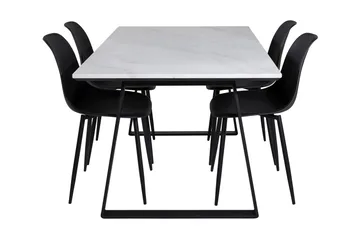 Admira Spisegruppe 140 cm inkl. 4 Ypas Stoler - Marmor/Hvit/Svart - Møbler - Bord - Spisegruppe