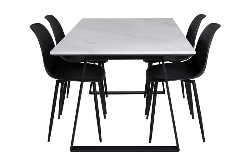 Admira Spisegruppe 140 cm inkl. 4 Ypas Stoler - Marmor/Hvit/Svart - Møbler - Bord - Spisegruppe