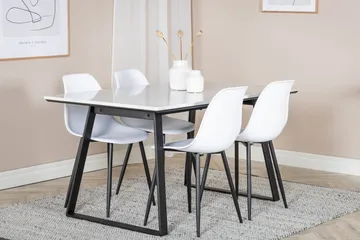 Admira Spisegruppe 140 cm inkl. 4 Ypas Stoler - Marmor/Hvit/Svart - Møbler - Bord - Spisegruppe