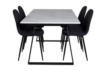 Admira Spisegruppe 140 cm inkl. 4 Ypas Stoler - Marmor/Hvit/Svart - Møbler - Bord - Spisegruppe