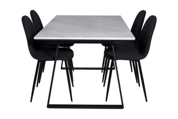 Admira Spisegruppe 140 cm inkl. 4 Ypas Stoler - Marmor/Hvit/Svart - Møbler - Bord - Spisegruppe