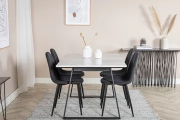 Admira Spisegruppe 140 cm inkl. 4 Ypas Stoler - Marmor/Hvit/Svart - Møbler - Bord - Spisegruppe