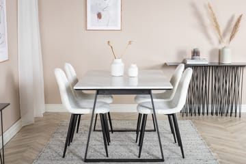 Admira Spisegruppe 140 cm inkl. 4 Ypas Stoler - Marmor/Hvit/Svart - Møbler - Bord - Spisegruppe