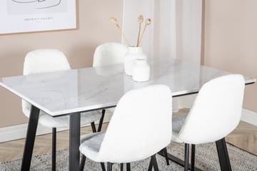 Admira Spisegruppe 140 cm inkl. 4 Ypas Stoler - Marmor/Hvit/Svart - Møbler - Bord - Spisegruppe