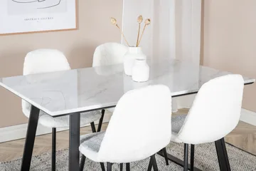 Admira Spisegruppe 140 cm inkl. 4 Ypas Stoler - Marmor/Hvit/Svart - Møbler - Bord - Spisegruppe