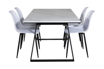 Admira Spisegruppe 140 cm inkl. 4 Ypas Stoler - Marmor/Hvit/Svart - Møbler - Bord - Spisegruppe