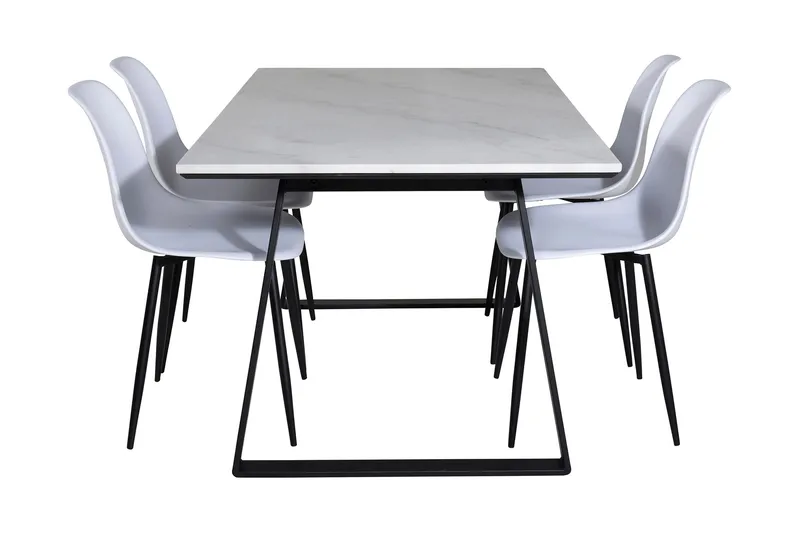 Admira Spisegruppe 140 cm inkl. 4 Ypas Stoler - Marmor/Hvit/Svart - Møbler - Bord - Spisegruppe