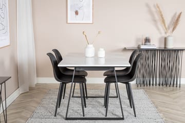 Admira Spisegruppe 140 cm inkl. 4 Ypas Stoler - Marmor/Hvit/Svart - Møbler - Bord - Spisegruppe
