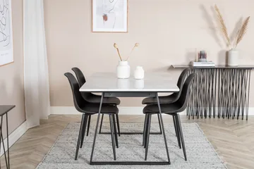 Admira Spisegruppe 140 cm inkl. 4 Ypas Stoler - Marmor/Hvit/Svart - Møbler - Bord - Spisegruppe