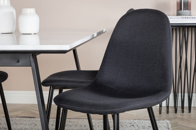 Admira Spisegruppe 140 cm inkl. 4 Ypas Stoler - Marmor/Hvit/Svart - Møbler - Bord - Spisegruppe