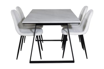 Admira Spisegruppe 140 cm inkl. 4 Ypas Stoler - Marmor/Hvit/Svart - Møbler - Bord - Spisegruppe