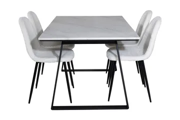 Admira Spisegruppe 140 cm inkl. 4 Ypas Stoler - Marmor/Hvit/Svart - Møbler - Bord - Spisegruppe