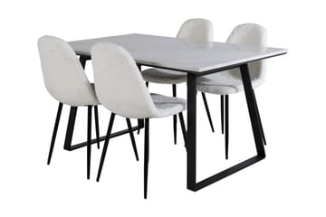 Admira Spisegruppe 140 cm inkl. 4 Ypas Stoler - Marmor/Hvit/Svart - Møbler - Bord - Spisegruppe