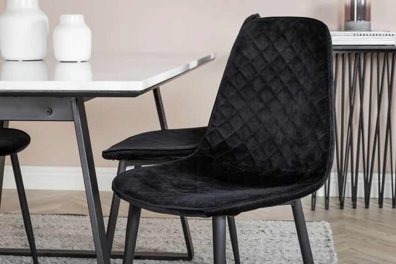 Admira Spisegruppe 140 cm inkl. 4 Ypas Stoler - Marmor/Hvit/Svart - Møbler - Bord - Spisegruppe