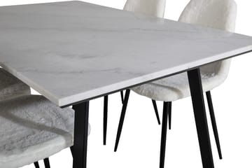 Admira Spisegruppe 140 cm inkl. 4 Ypas Stoler - Marmor/Hvit/Svart - Møbler - Bord - Spisegruppe