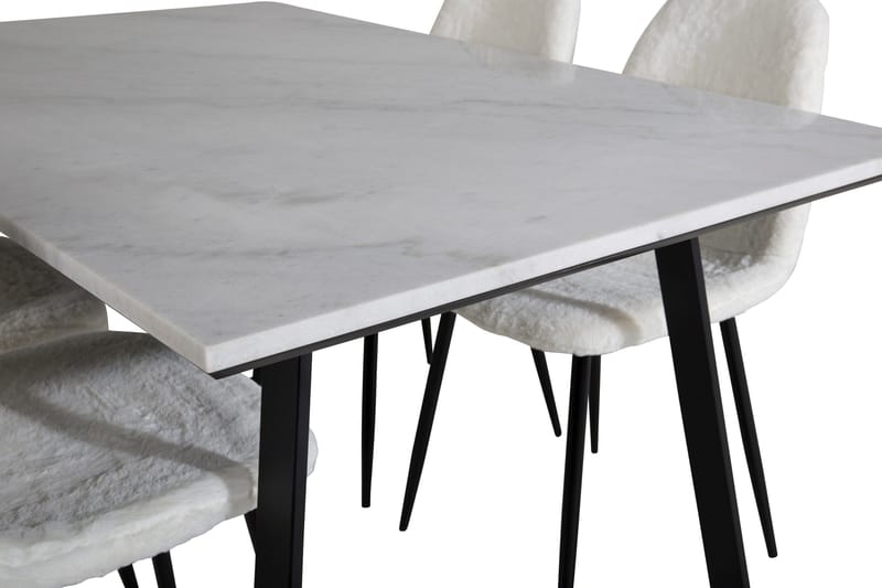 Admira Spisegruppe 140 cm inkl. 4 Ypas Stoler - Marmor/Hvit/Svart - Møbler - Bord - Spisegruppe
