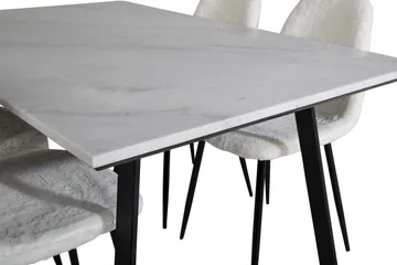 Admira Spisegruppe 140 cm inkl. 4 Ypas Stoler - Marmor/Hvit/Svart - Møbler - Bord - Spisegruppe