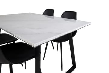 Admira Spisegruppe 140 cm inkl. 4 Ypas Stoler - Marmor/Hvit/Svart - Møbler - Bord - Spisegruppe