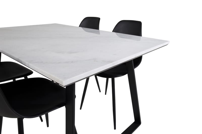 Admira Spisegruppe 140 cm inkl. 4 Ypas Stoler - Marmor/Hvit/Svart - Møbler - Bord - Spisegruppe