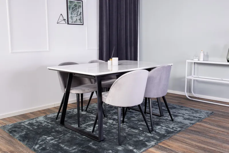 Admira Spisegruppe med 4 Valerie Kjøkkenstoler Fløyel - Møbler - Bord - Spisegruppe