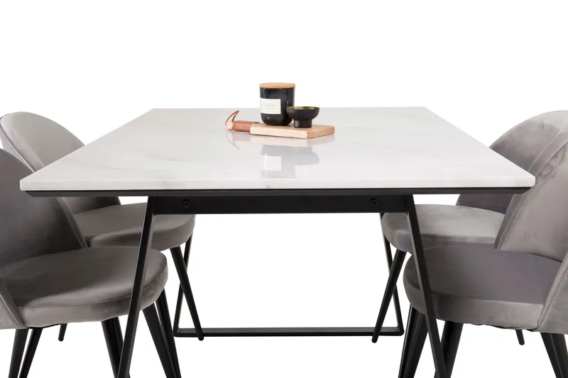 Admira Spisegruppe med 4 Valerie Kjøkkenstoler Fløyel - Møbler - Bord - Spisegruppe