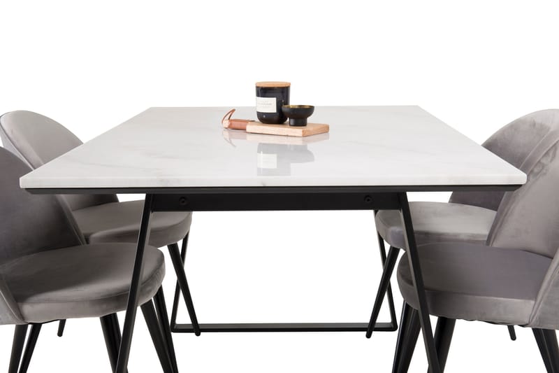 Admira Spisegruppe med 4 Valerie Kjøkkenstoler Fløyel - Møbler - Bord - Spisegruppe