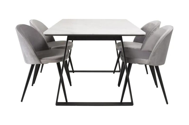 Admira Spisegruppe med 4 Valerie Kjøkkenstoler Fløyel - Møbler - Bord - Spisegruppe