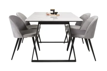 Admira Spisegruppe med 4 Valerie Kjøkkenstoler Fløyel - Møbler - Bord - Spisegruppe