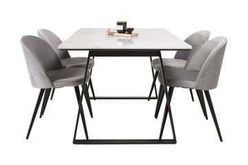 Admira Spisegruppe med 4 Valerie Kjøkkenstoler Fløyel - Møbler - Bord - Spisegruppe