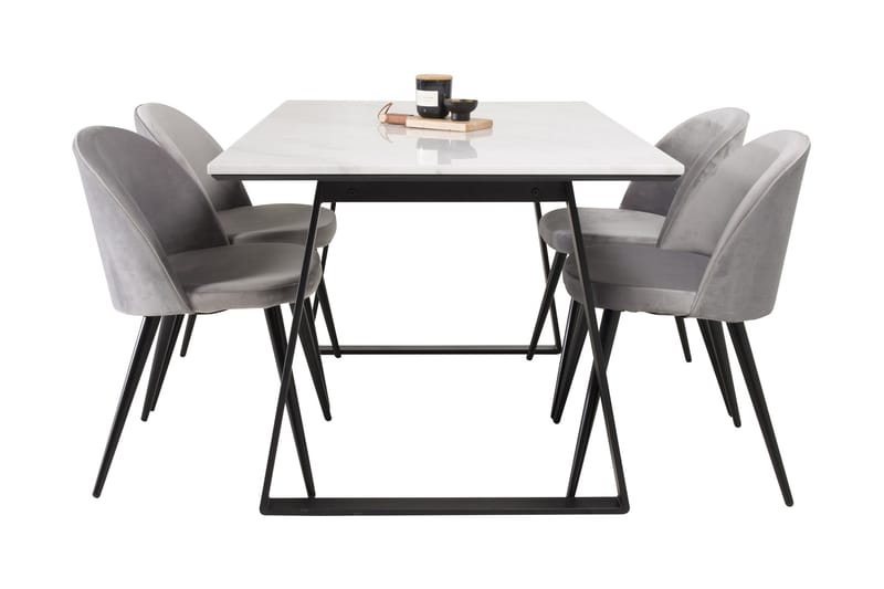 Admira Spisegruppe med 4 Valerie Kjøkkenstoler Fløyel - Møbler - Bord - Spisegruppe