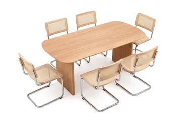 Alma spisegruppe rektangulær 180 cm eik med 6 Build spisestoler - Eik - Møbler - Bord - Spisegruppe