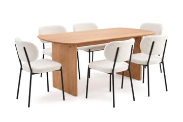 Alma spisegruppe rektangulær 180 cm eik med 6 Gemmiano spisestoler - Eik - Møbler - Bord - Spisegruppe