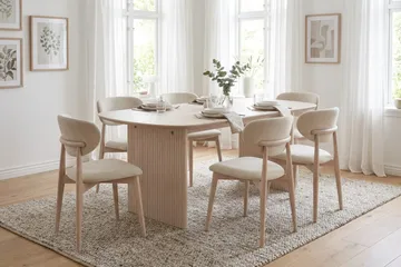 Alma spisegruppe rektangulær 180 cm hvitlasert med 6 Molly spisestoler - Hvitlasert - Møbler - Bord - Spisegruppe