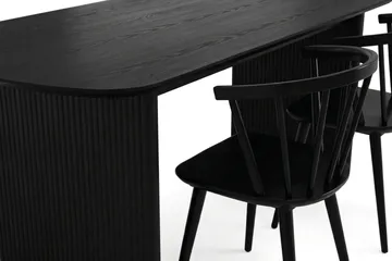 Alma spisegruppe rektangulær 180 cm svart med 6 Tyrö spisestoler - Svart - Møbler - Bord - Spisegruppe