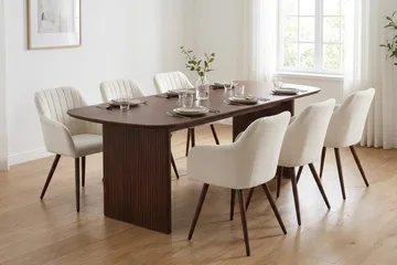 Alma spisegruppe rektangulær 180 cm valnøtt med 6 Filippa spisestoler - Valnøtt - Møbler - Bord - Spisegruppe