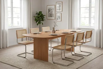 Alma spisegruppe rektangulær 220 cm eik med 6 Build spisestoler - Eik - Møbler - Bord - Spisegruppe
