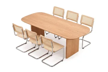 Alma spisegruppe rektangulær 220 cm eik med 6 Build spisestoler - Eik - Møbler - Bord - Spisegruppe
