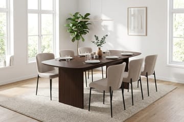 Alma spisegruppe rektangulær 220 cm røkt eik med 6 Elsie spisestoler - Røkt eik/beige - Møbler - Bord - Spisegruppe