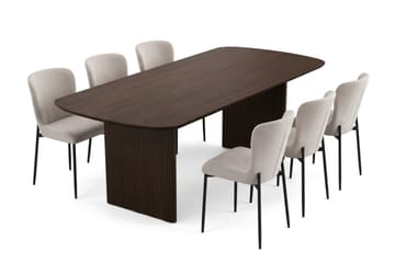 Alma spisegruppe rektangulær 220 cm røkt eik med 6 Elsie spisestoler - Røkt eik/beige - Møbler - Bord - Spisegruppe
